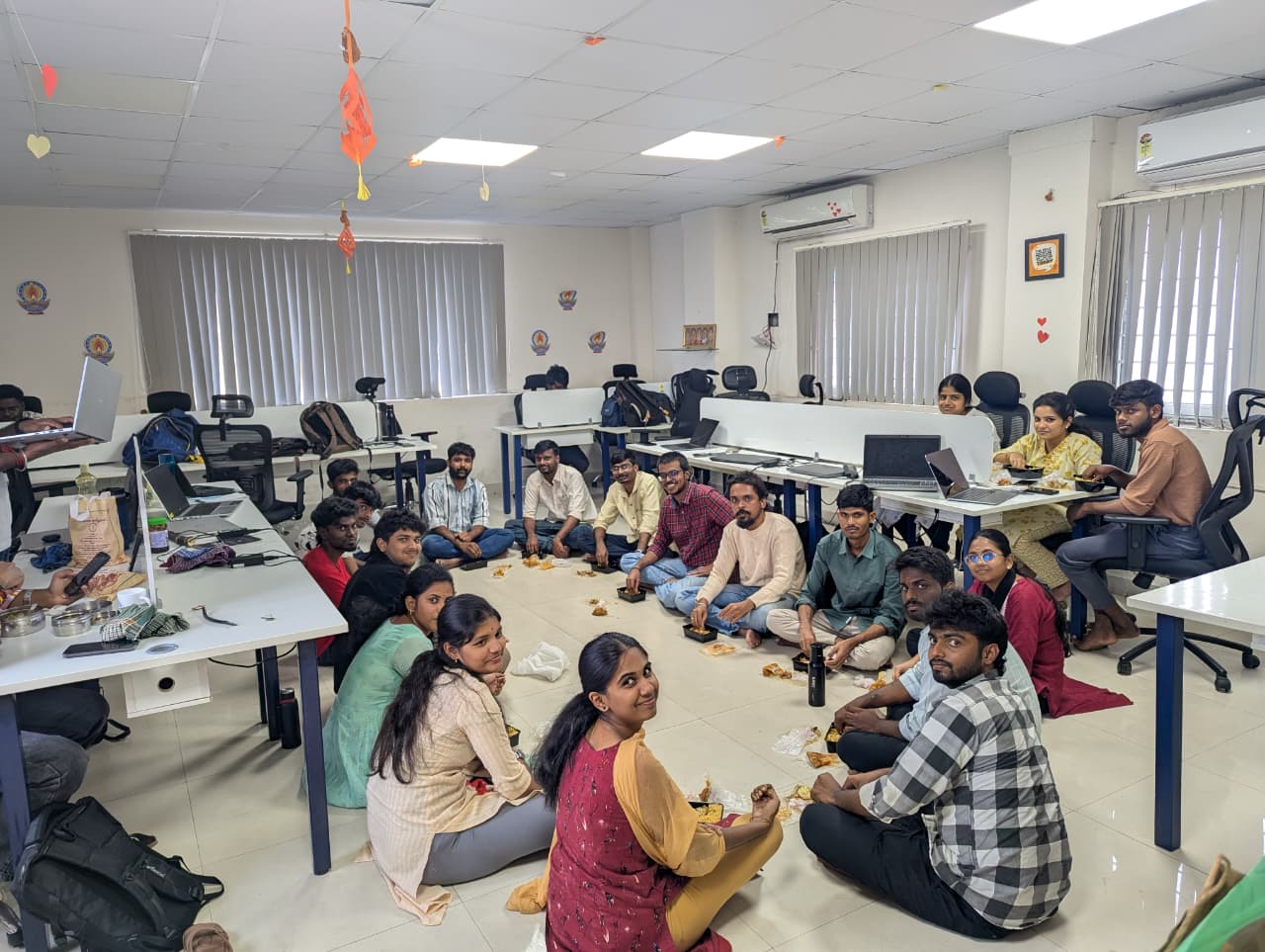 Team celebration at the office